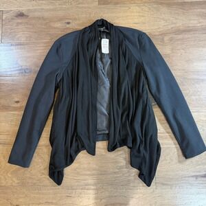 Ella Moss Black Waterfall Drape Cardigan Jacket Blazer Medium NWT